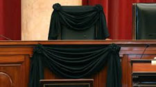 Antonin Scalia seat on Supreme Court draped in black after his death